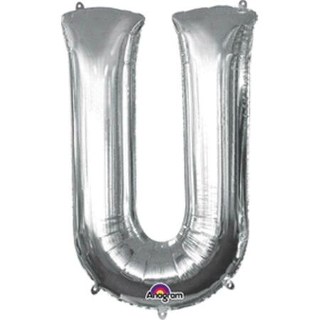 ANAGRAM 33 in. Letter U Silver Supershape Foil Balloon 78430